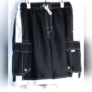 Moschino Swim Shorts Mesh Lined Size M (31 - 33) Black - White, 5 Pkts